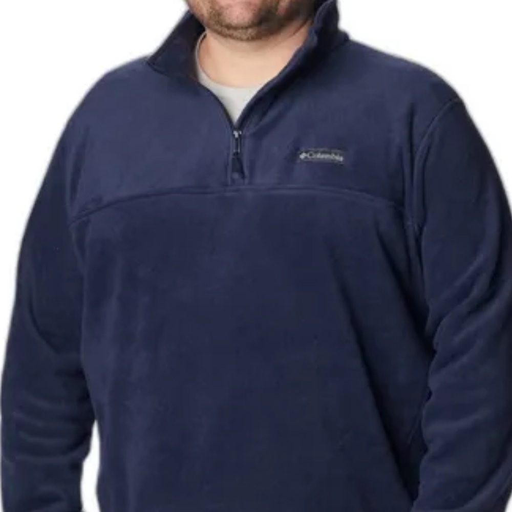 Columbia Blue Fleece Quarter Zip Pullover Sweater Warm Unisex Size Large